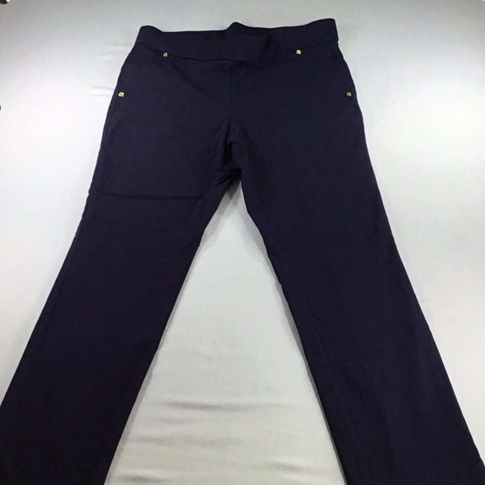 Rafaella Straight Leg‎ Tailored PullOn Office Navy Pants Stretch Classic Size 10
